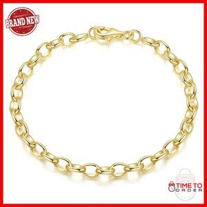 14K Gold O-Shaped Cable Chain Bracelet 6.5-9 Inch Lobster Clasp